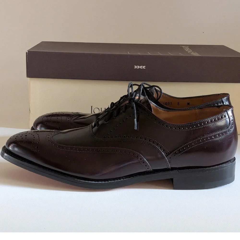 Johnston & Murphy J. Murphy Burgundy Leather Wingtip Oxford Shoes 20-41033 Size8